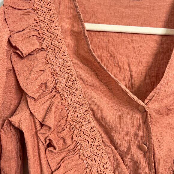 Zara Marsala Peach Ruffled Mini Dress - Picture 4 of 6
